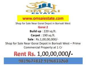 Shop for Sale Near Gorai Depot in Borivali West